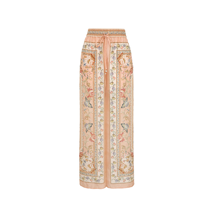 zimmermann roselight relaxed flare silk trousers